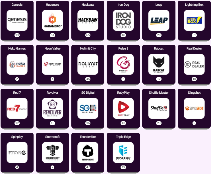 Boo Casino casino software providers