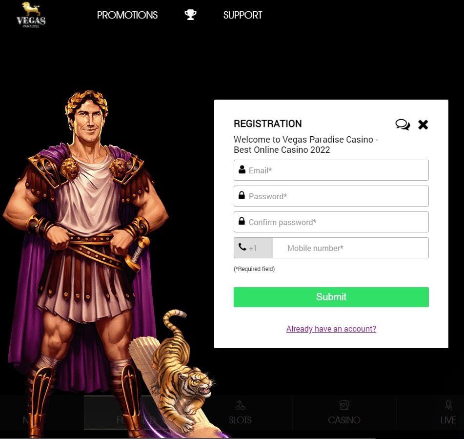 vegas paradise sign up